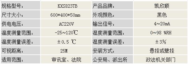询问录像温湿度显示屏KXS823TB产品参数