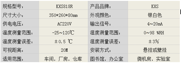 数显电子温湿度记录仪KXS818R产品参数